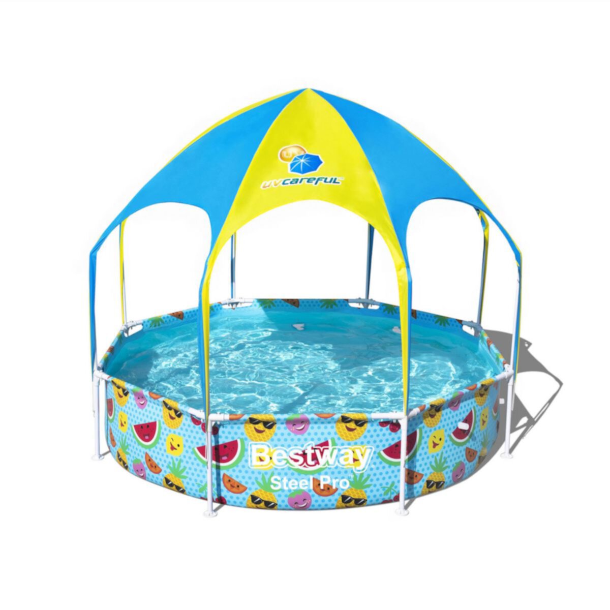 Bestway 8 Ft x 20 In UV Careful Splash in Shade Spray Round Swimming Pool, Fruit Bestway