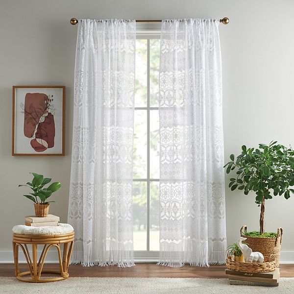 CHF Boho Lace Poletop Ivory Curtains CHF