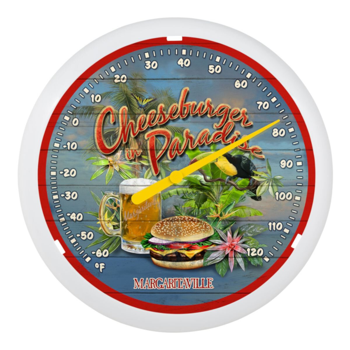 La Crosse Technology 104-67667MV-INT 13,25-дюймовый «Чизбургер в раю» Аналоговый термометр Margaritaville La Crosse Technology
