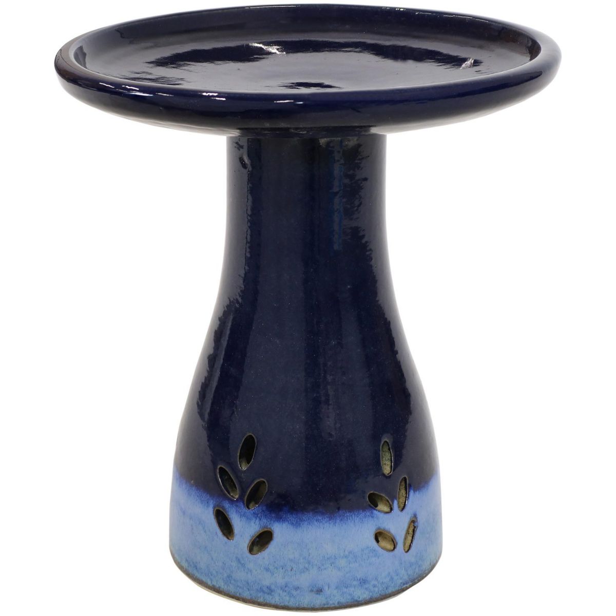 Sunnydaze Classic Outdoor Ceramic Bird Bath - UV/Frost Resistant - Dark Blue Sunnydaze Decor