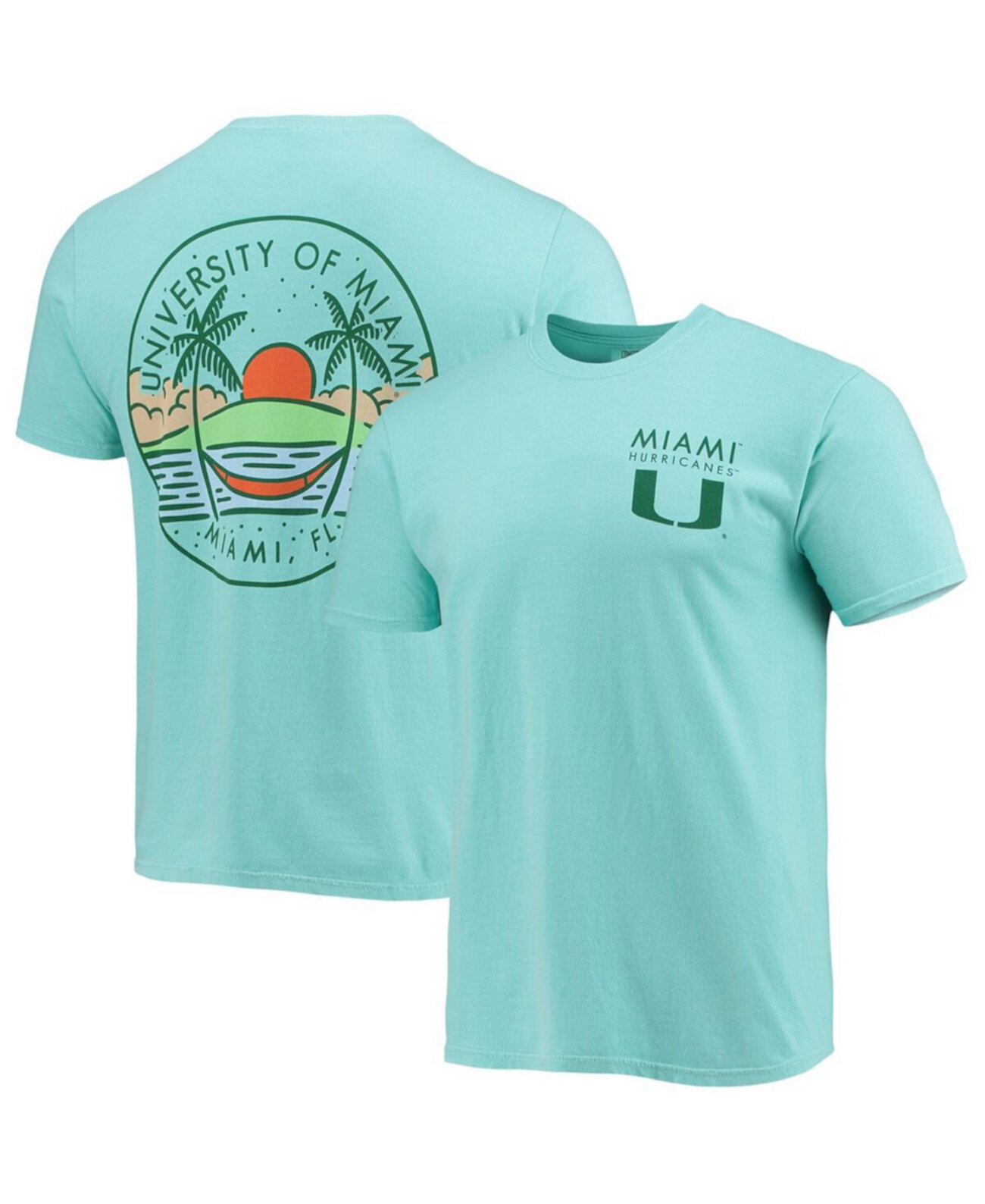Мужская футболка Mint Miami Hurricanes Circle Scene Comfort Colours Image One