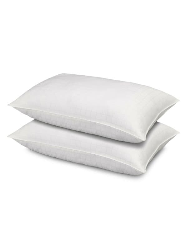 Hotel 2-Piece Down-Filled Soft Cotton Windowpane Stomach Sleeper Pillow Set Ella Jayne