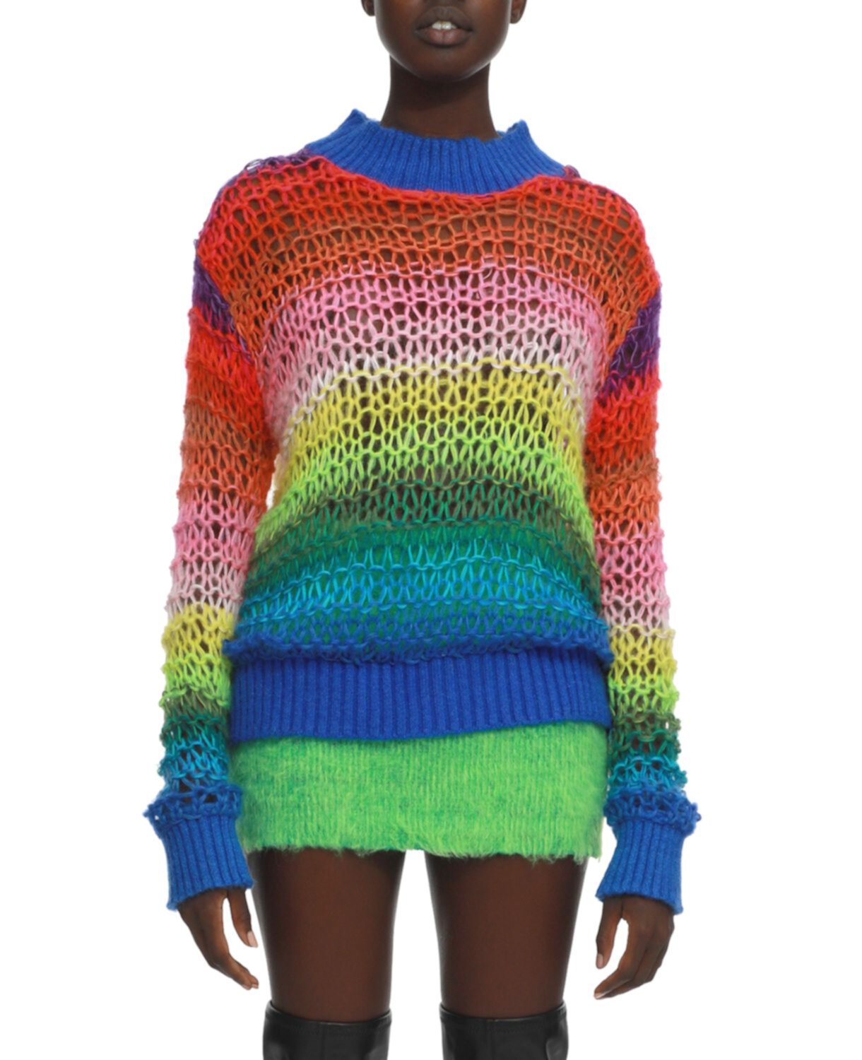 Ажурный радужный свитер AGR