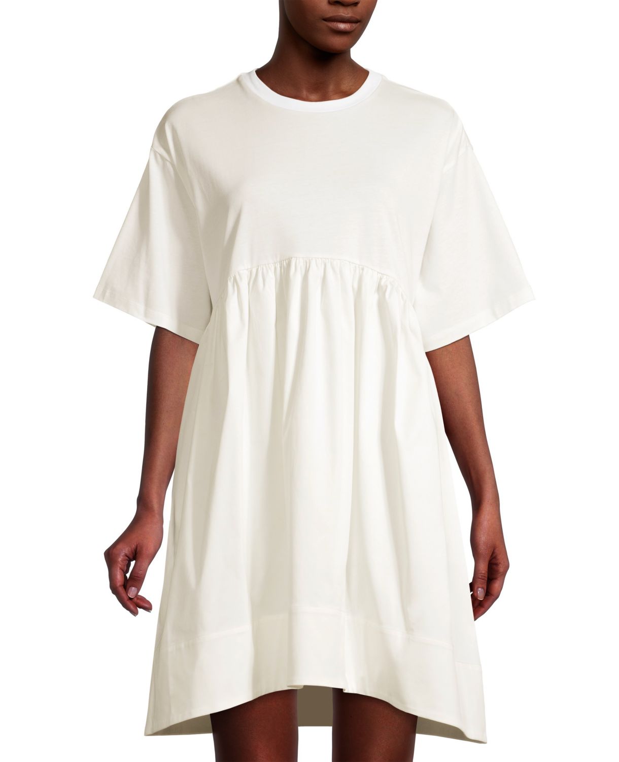 Бри Джерси и amp; Атласное платье-футболка Cynthia Rowley