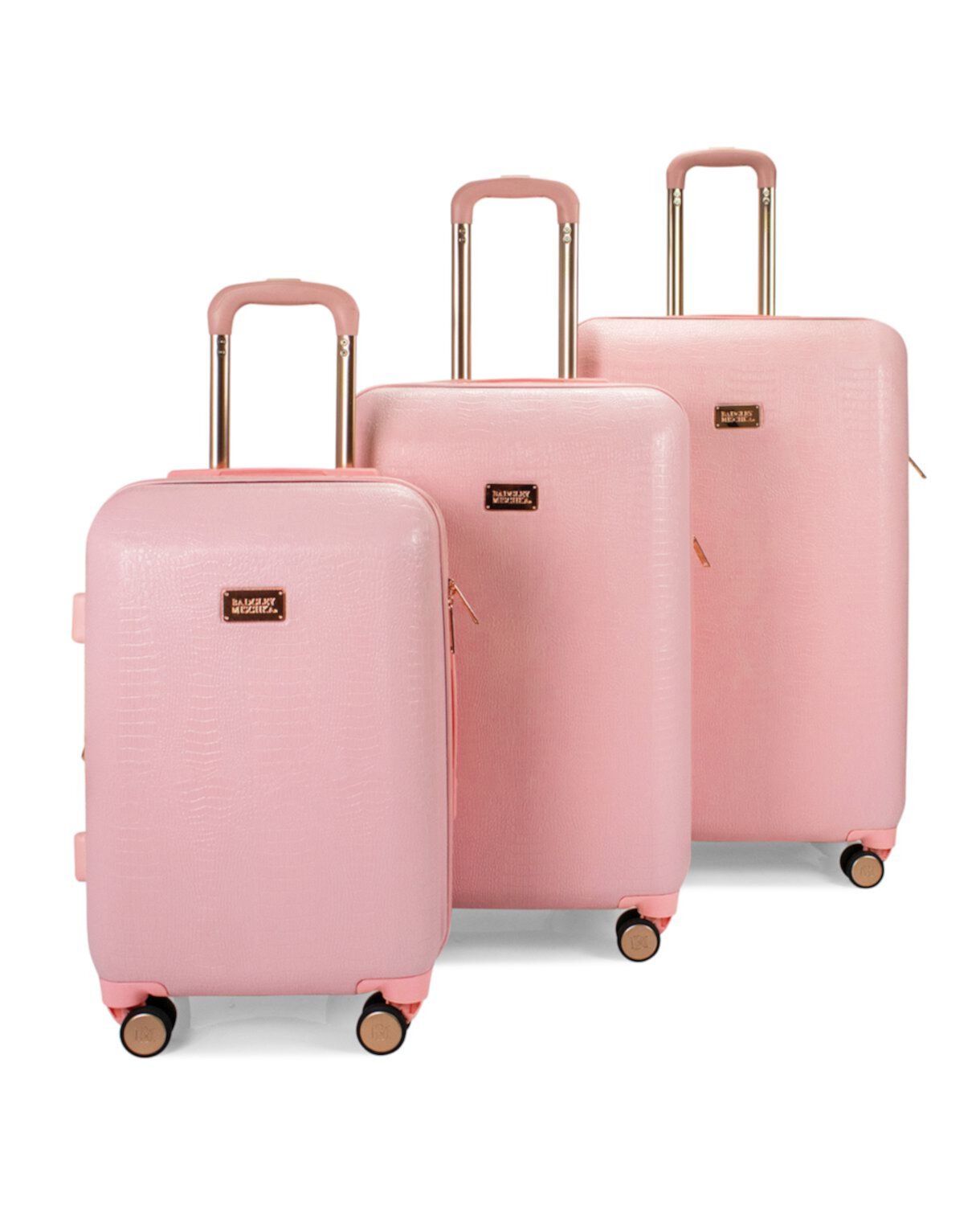 Расширяемый набор чемоданов из трех предметов с тиснением под змеиную кожу Badgley Mischka