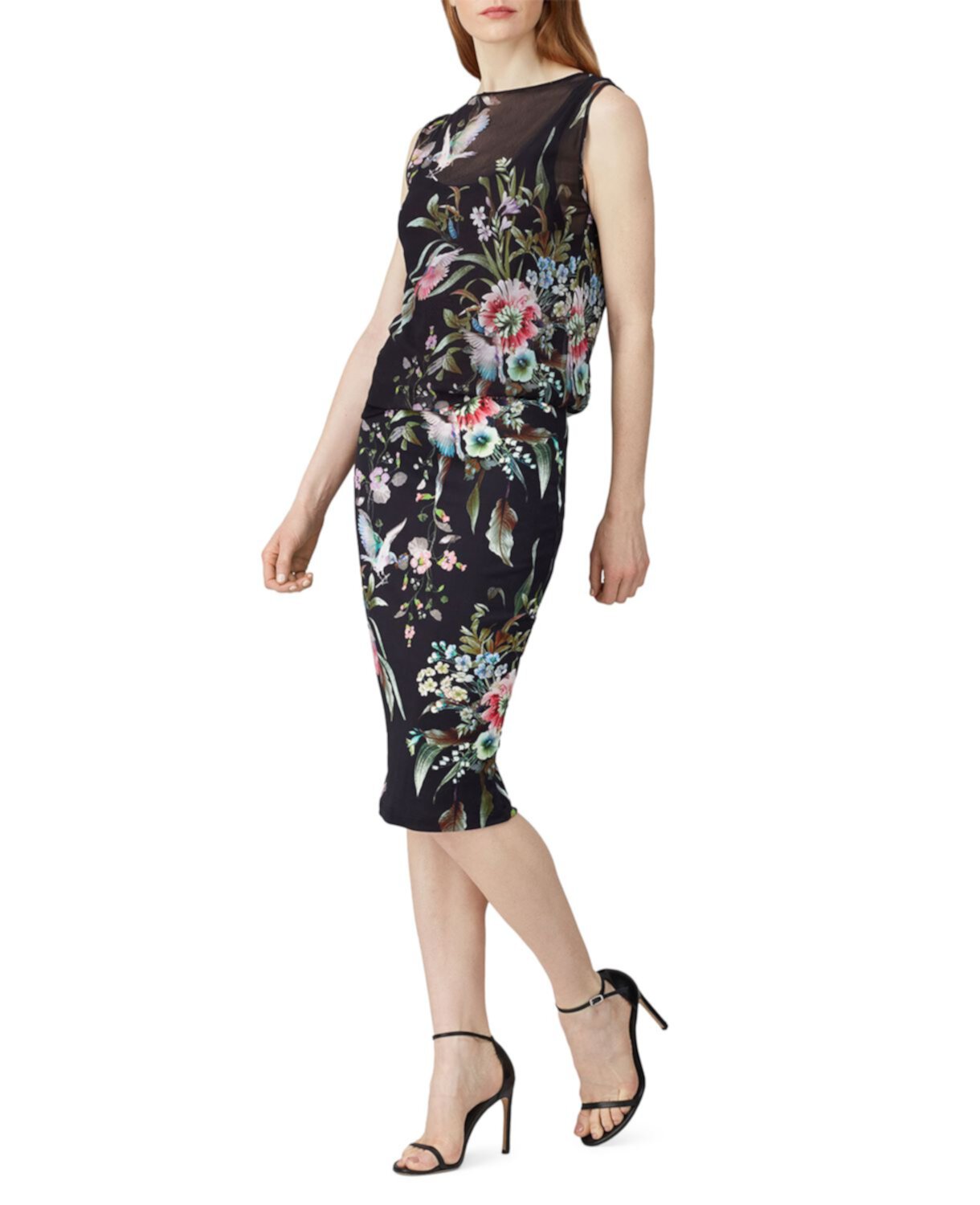 Блузонное платье-футляр с цветочным принтом FUZZI