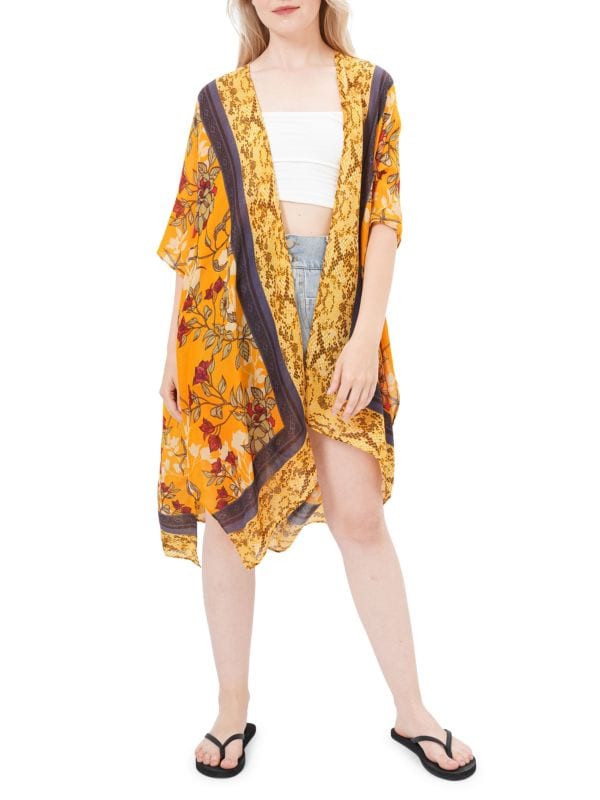 Шифоновое накидное кимоно с цветочным и змеиным принтом Save The Ocean
