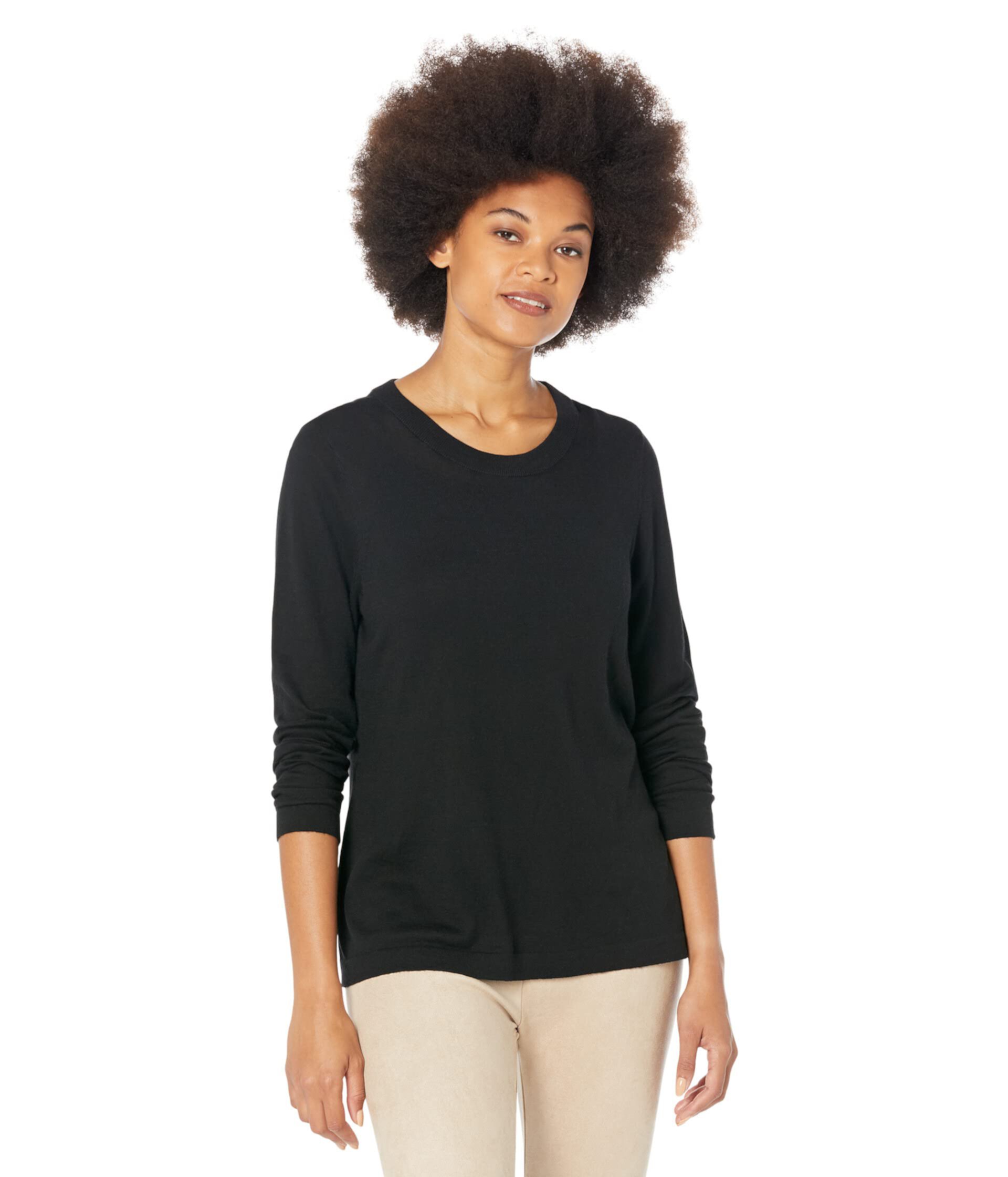 Crew Neck Lone Sleeve Sweater Tee Nic+Zoe