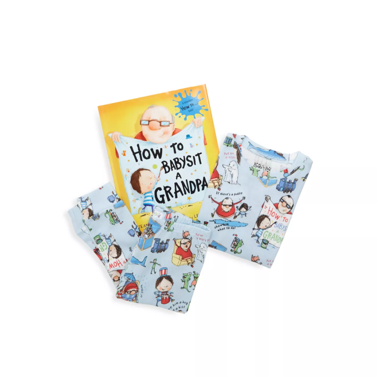 Книга из трех частей для маленького мальчика «Как присматривать за дедушкой» и amp; Пижамный комплект BOOKS TO BED