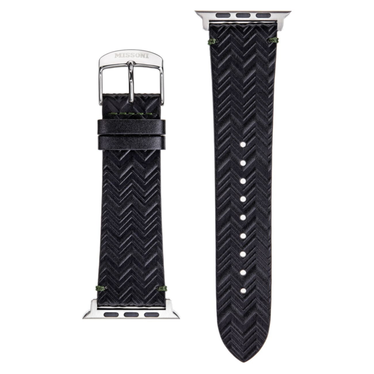 Черный кожаный ремешок для часов Apple® Watch с тиснением/24 мм Missoni