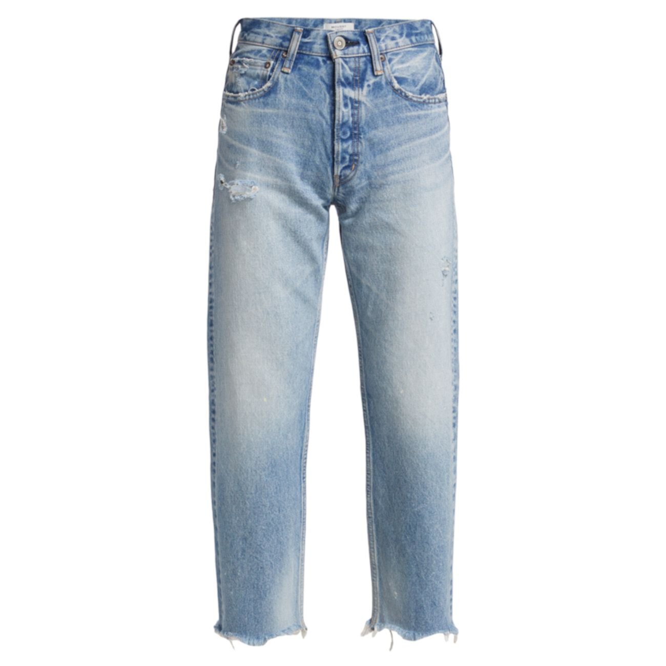 Укороченные джинсы прямого кроя Lomita с высокой посадкой и эффектом потертости Moussy Vintage