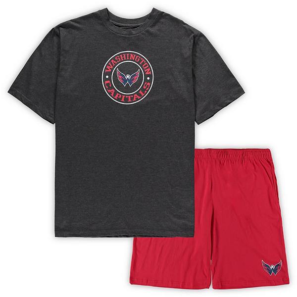 Мужская футболка Concepts Sport Red/Heathered Charcoal Washington Capitals Big & Tall с футболкой и шортами Sleep Set Unbranded