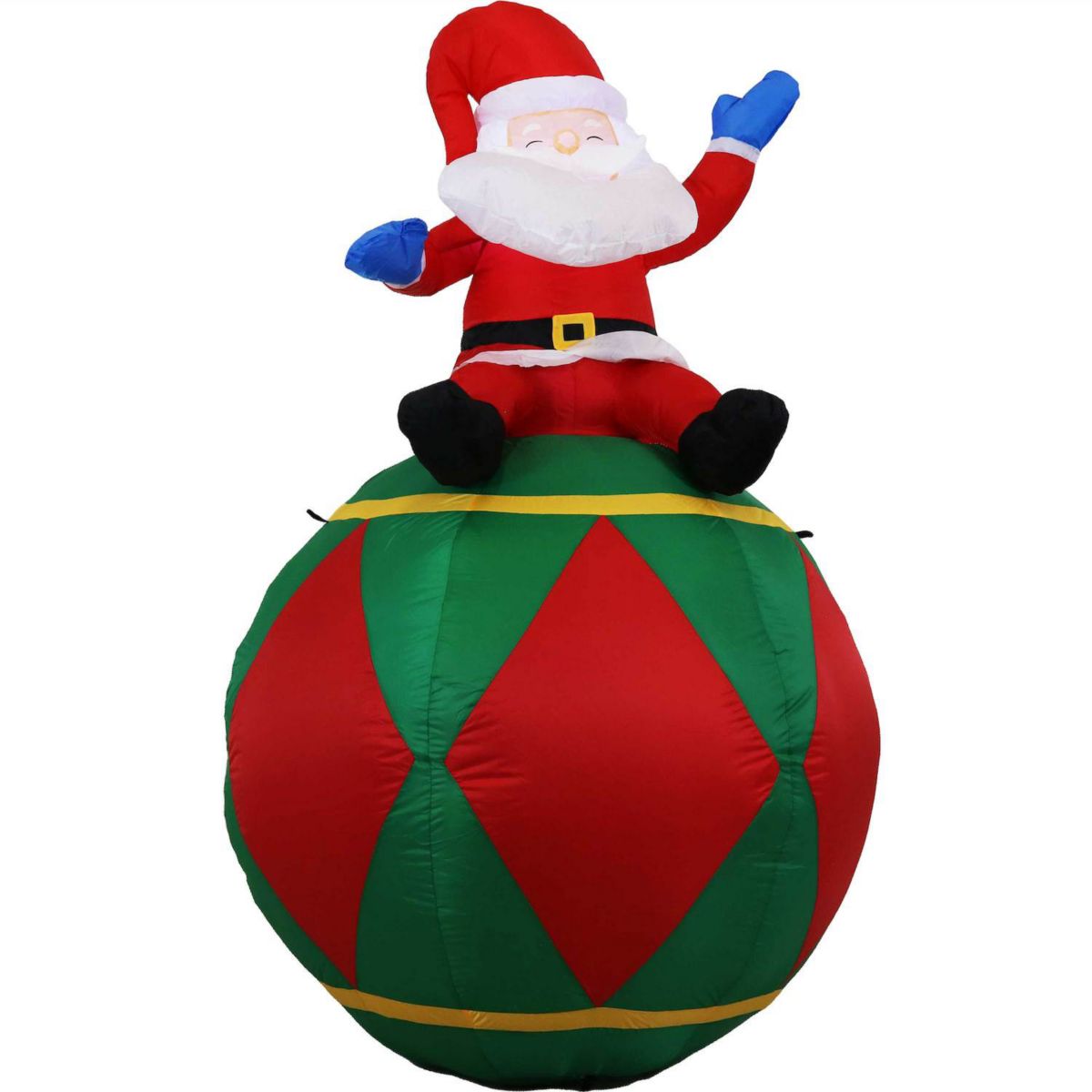 Sunnydaze Santa Sitting on Ball Inflatable Decoration Sunnydaze Decor