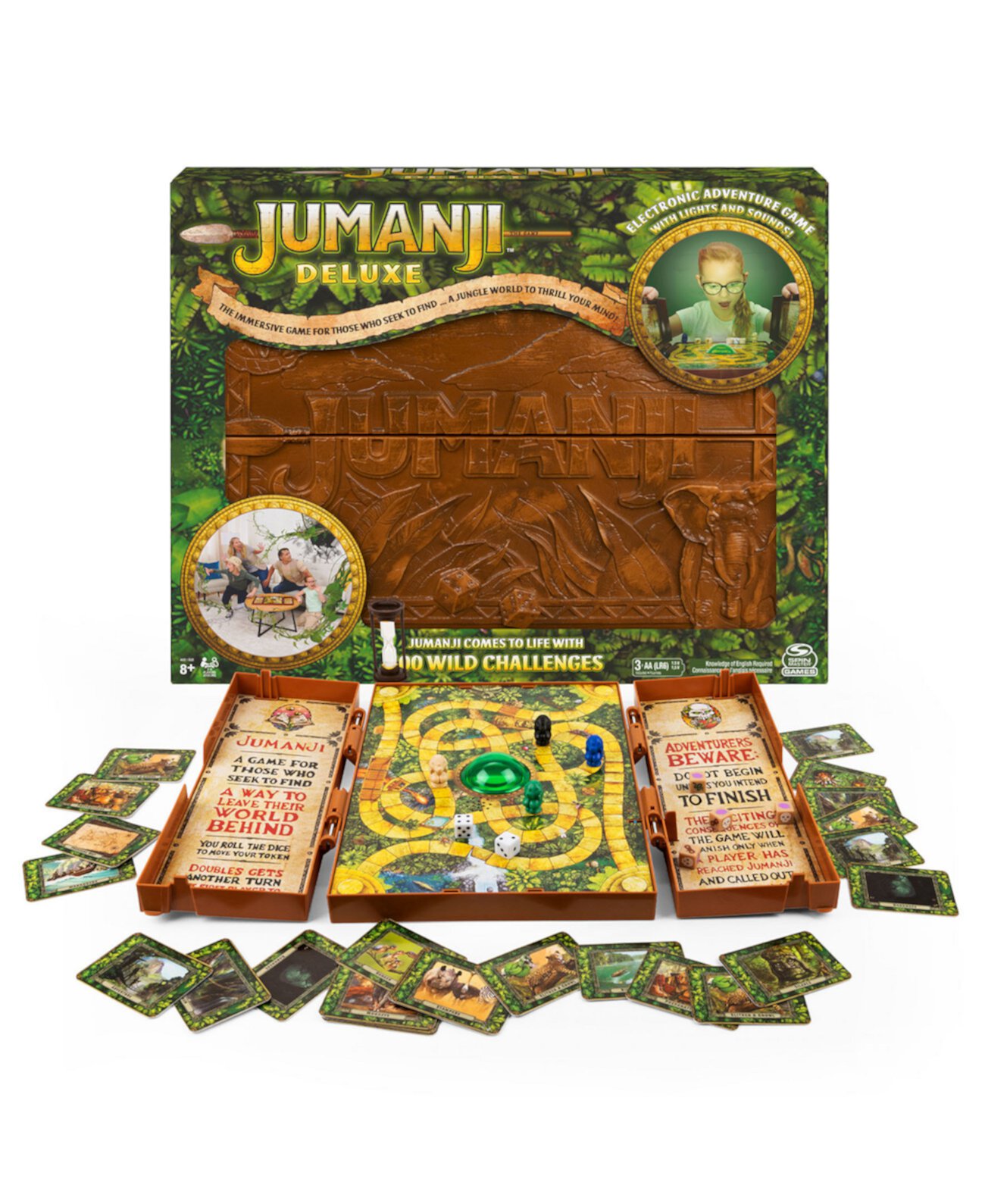 Spin Master Games Jumanji Deluxe Game, иммерсивная электронная версия  классической настольной игры с приключениями, со светом и звуком, для детей  и ...