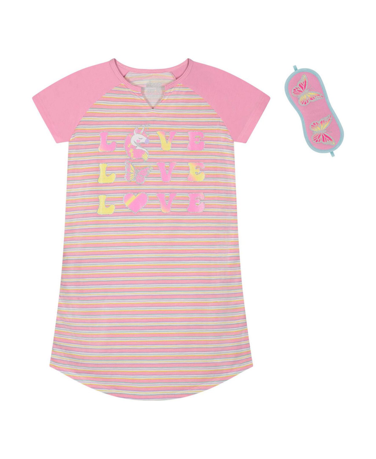 Рубашка для сна и пижамный комплект с маской для сна Big Girls, 2 предмета Sleep On It