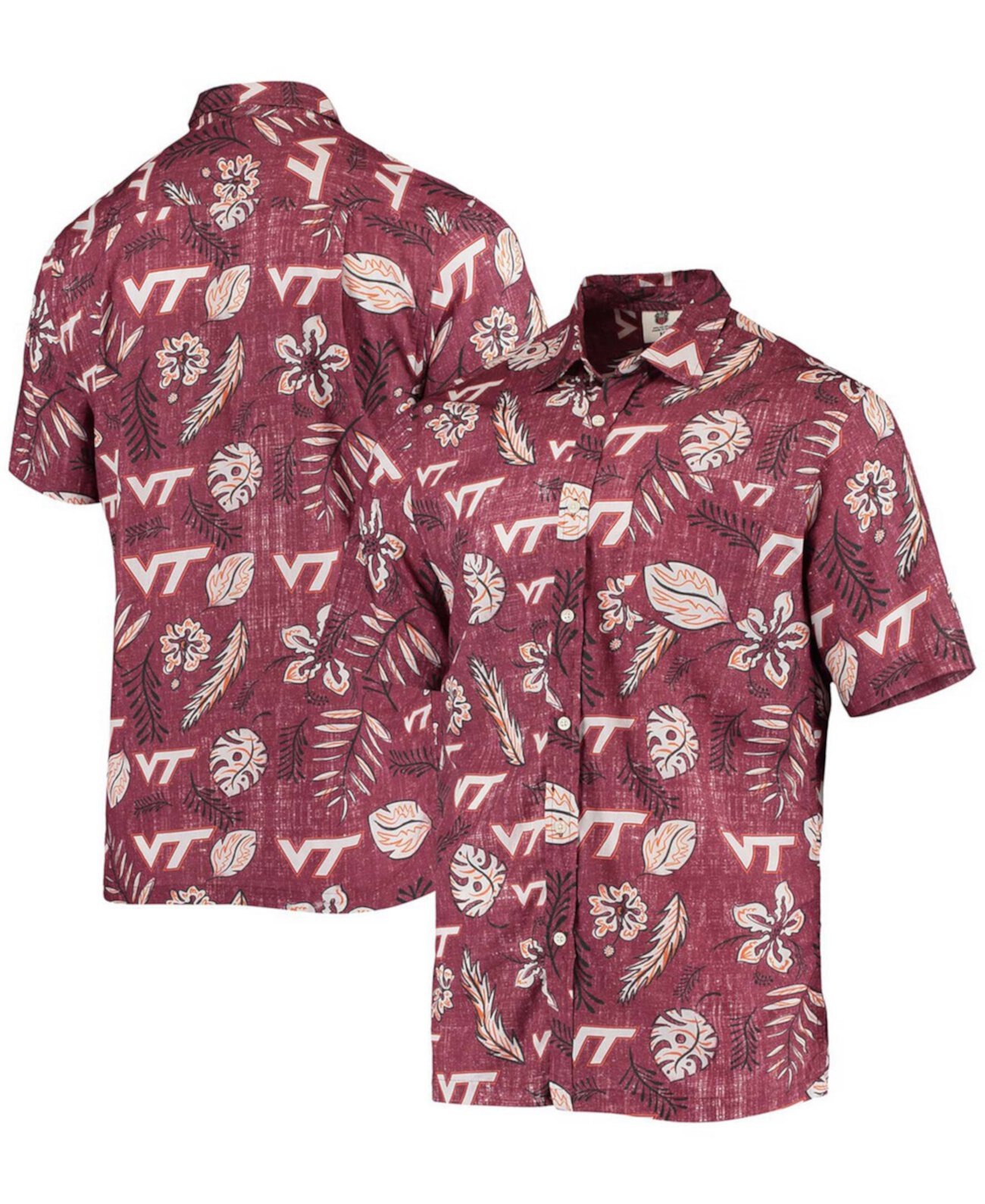 Мужская рубашка Maroon Virginia Tech Hokies с винтажным цветочным принтом на пуговицах Wes & Willy