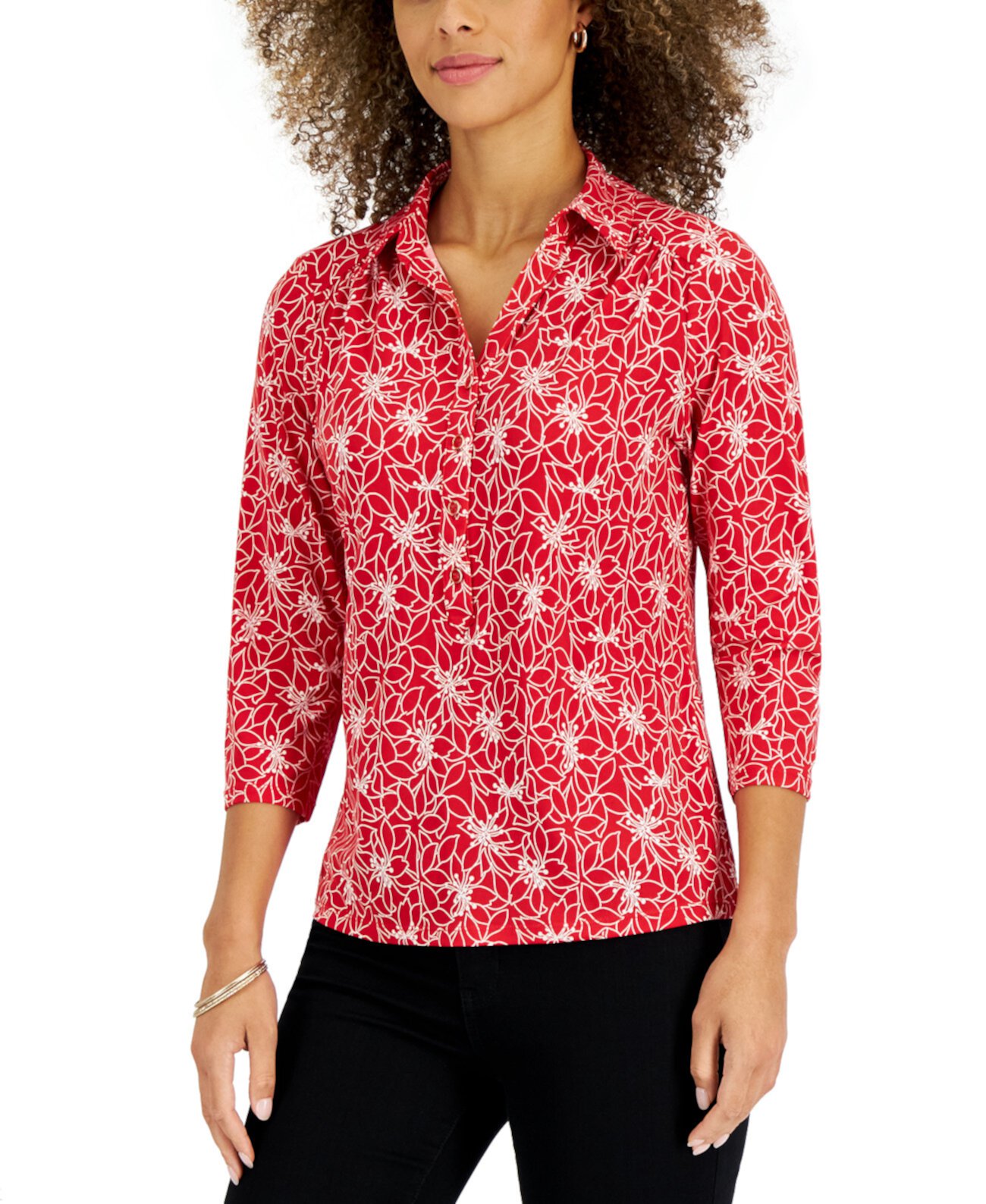 Женская футболка-поло с принтом Delicate Petals, созданная для Macy's Charter Club