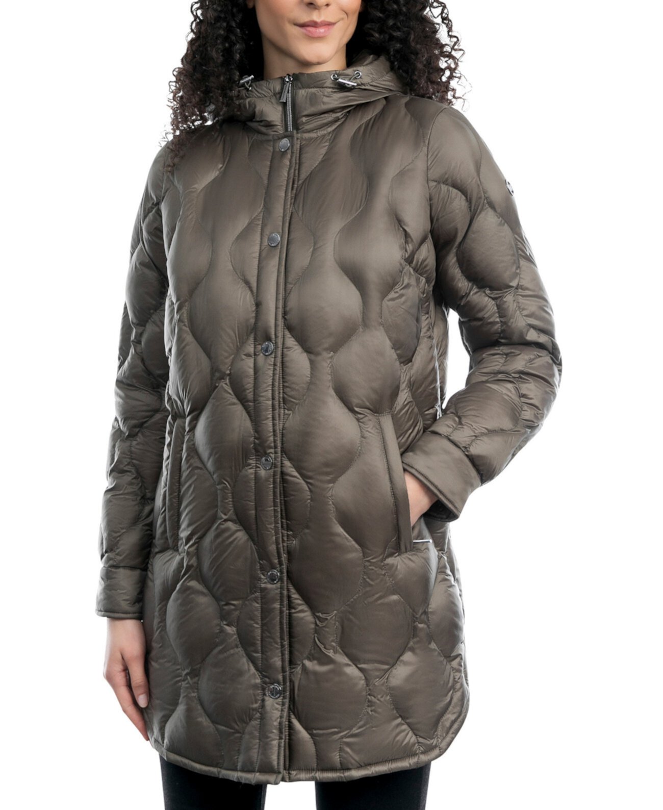 Женское стеганое пуховое пальто с капюшоном Michael Kors