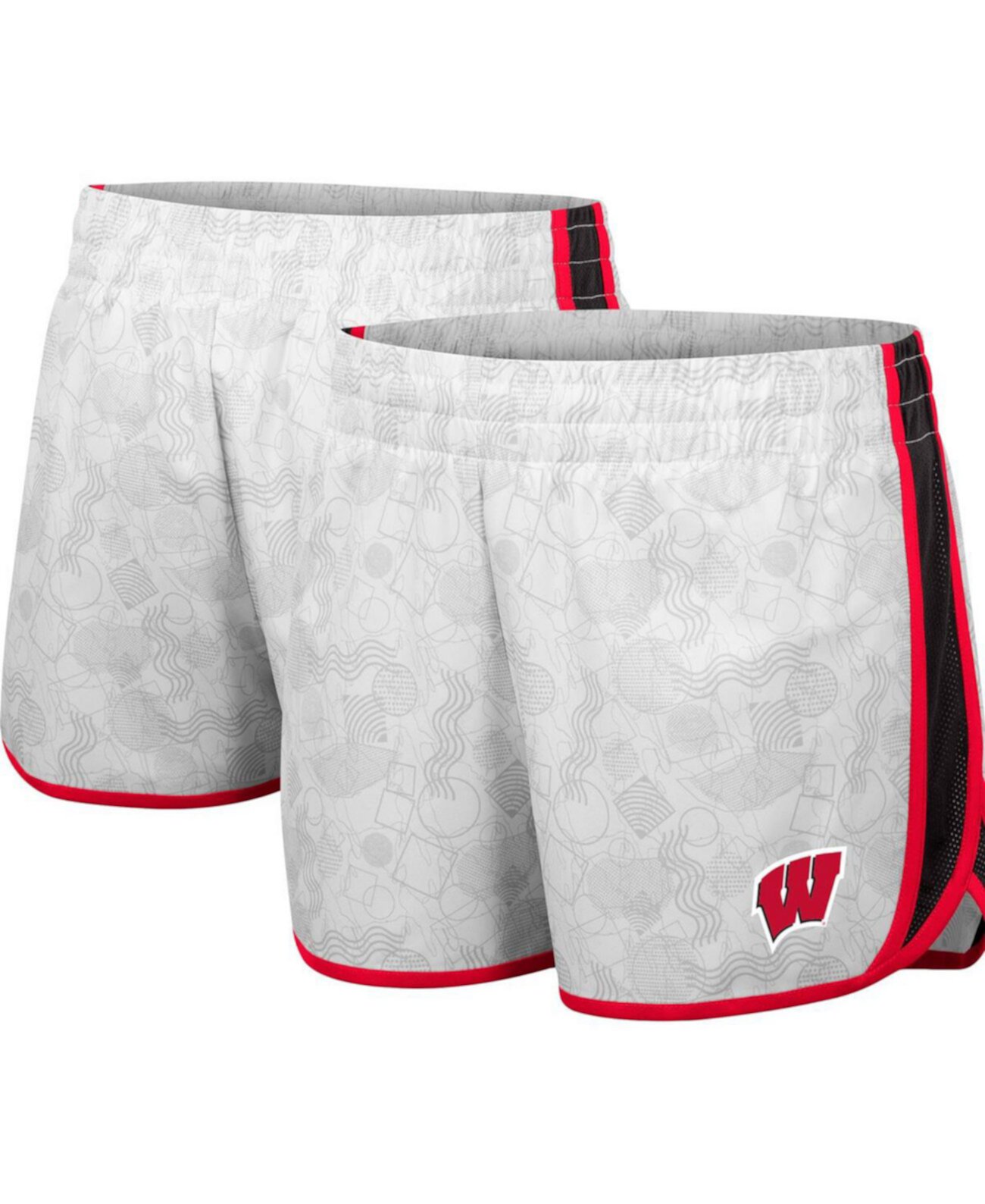 Женские белые и черные шорты Wisconsin Badgers The Plastics с геопринтом Colosseum