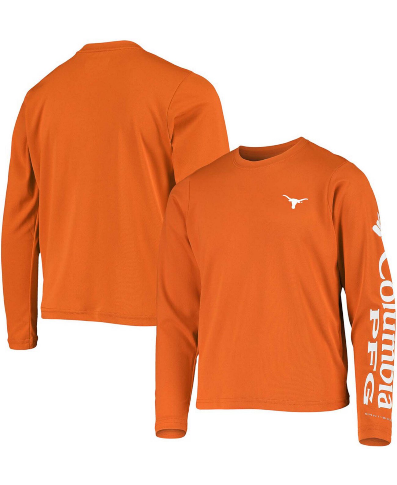 Молодежная футболка Big Boys Texas Orange Texas Longhorns PFG Terminal Tackle с длинным рукавом Omni-Shade Columbia