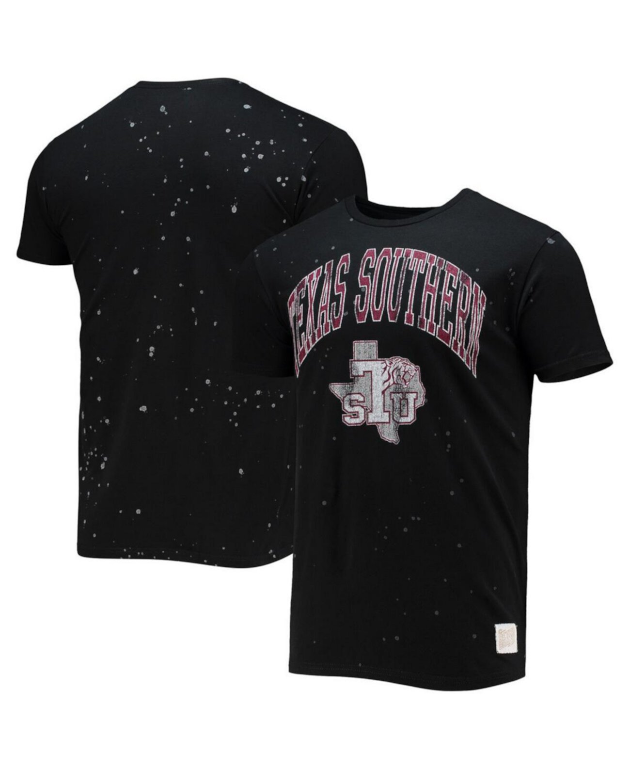Мужская черная футболка Texas Southern Tigers Bleach Splatter Original Retro Brand