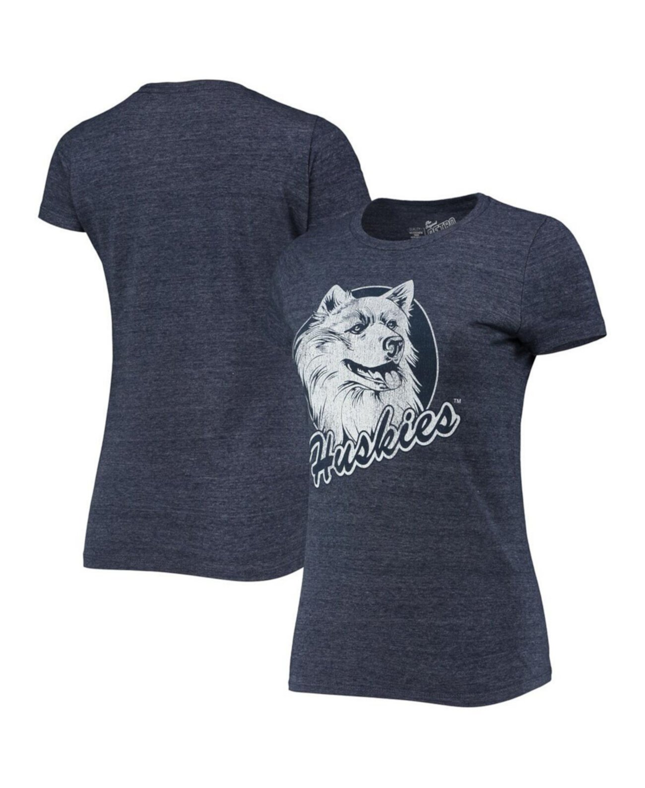 Мужская меланжевая темно-синяя футболка UConn Huskies Tri-Blend Original Retro Brand