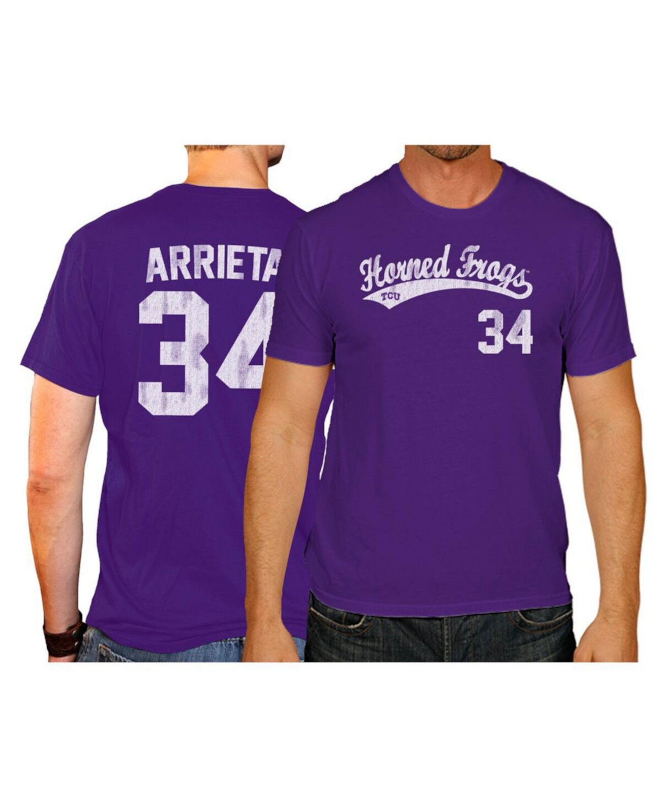 Мужская бейсбольная футболка Jake Arrieta Purple TCU Horned Frogs NCAA Original Retro Brand