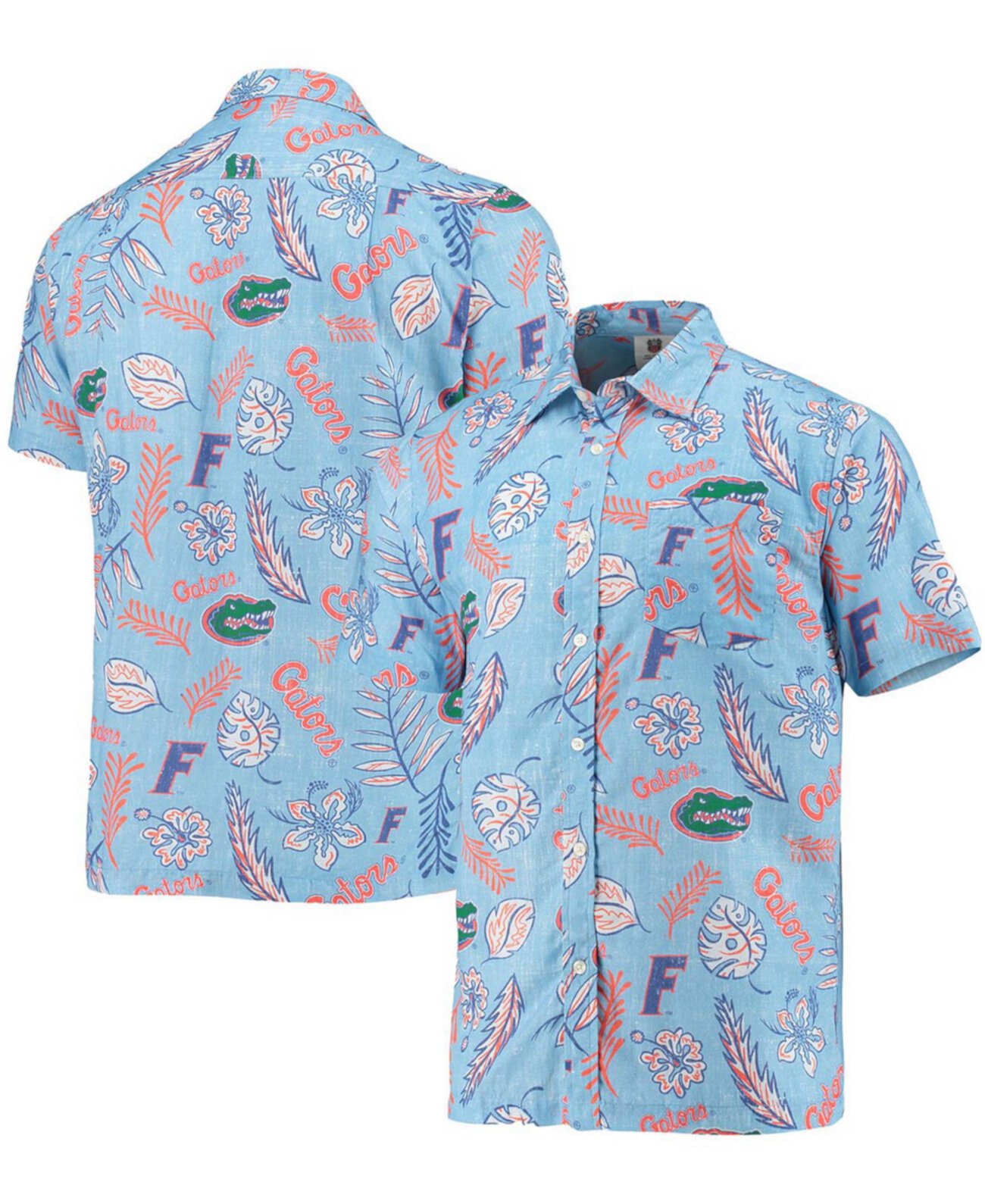 Мужская голубая рубашка на пуговицах с цветочным принтом в винтажном стиле Florida Gators Wes & Willy