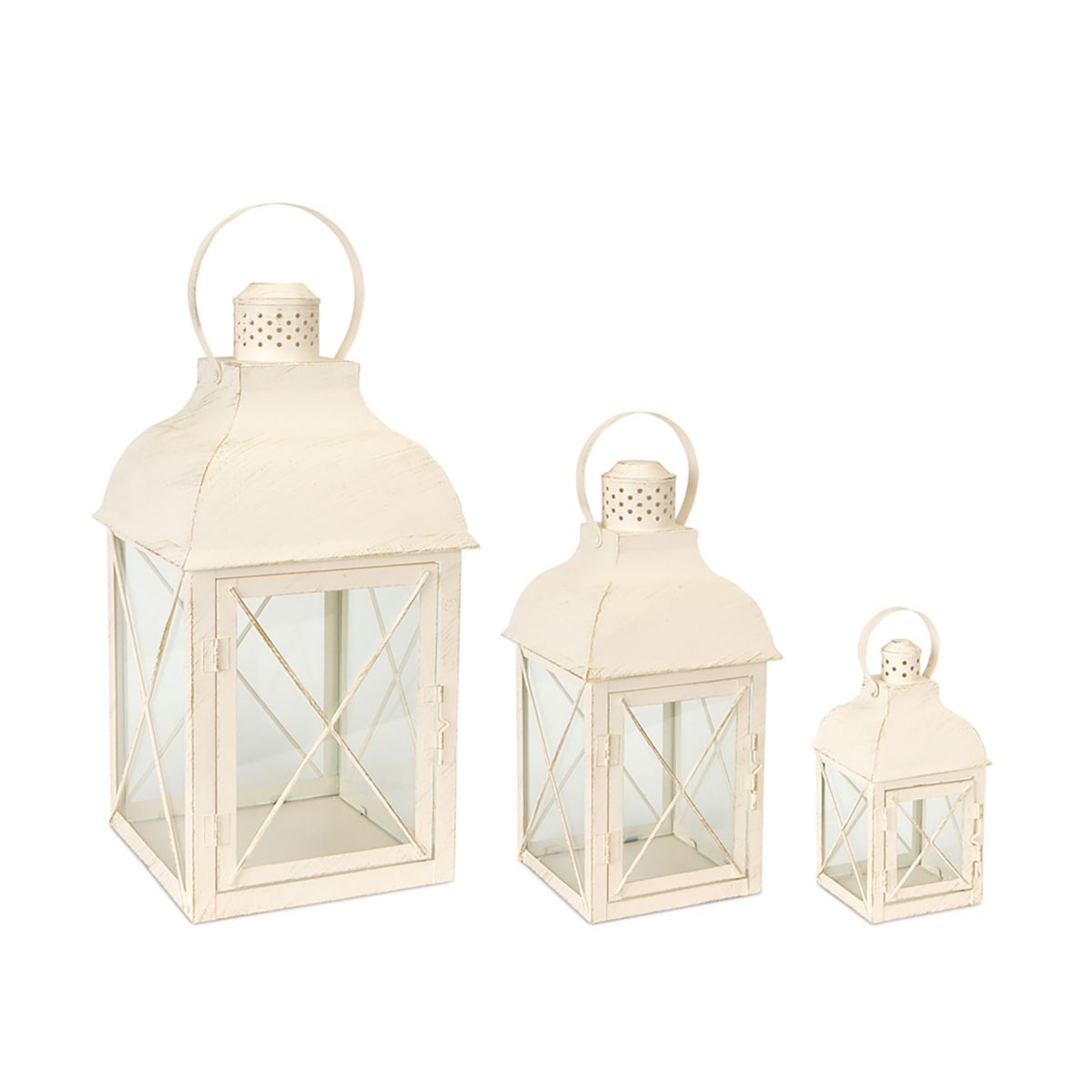 Двойной X-Frame Off White Lantern Floor Decor Набор из 3-х предметов Melrose