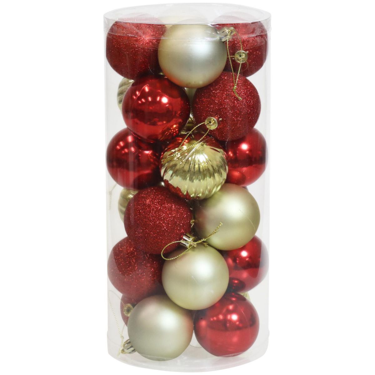 Sunnydaze Merry Medley Plastic 24-Piece Ornament Set - Red and Gold Sunnydaze Decor