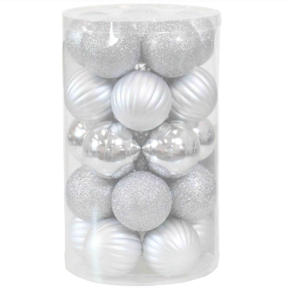 Sunnydaze Beautiful Baubles Plastic 25-Piece Ornament Set - Silver Sunnydaze Decor