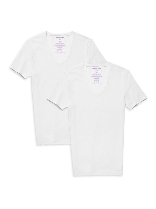 Набор из 2 футболок с глубоким V-образным вырезом Tommy John