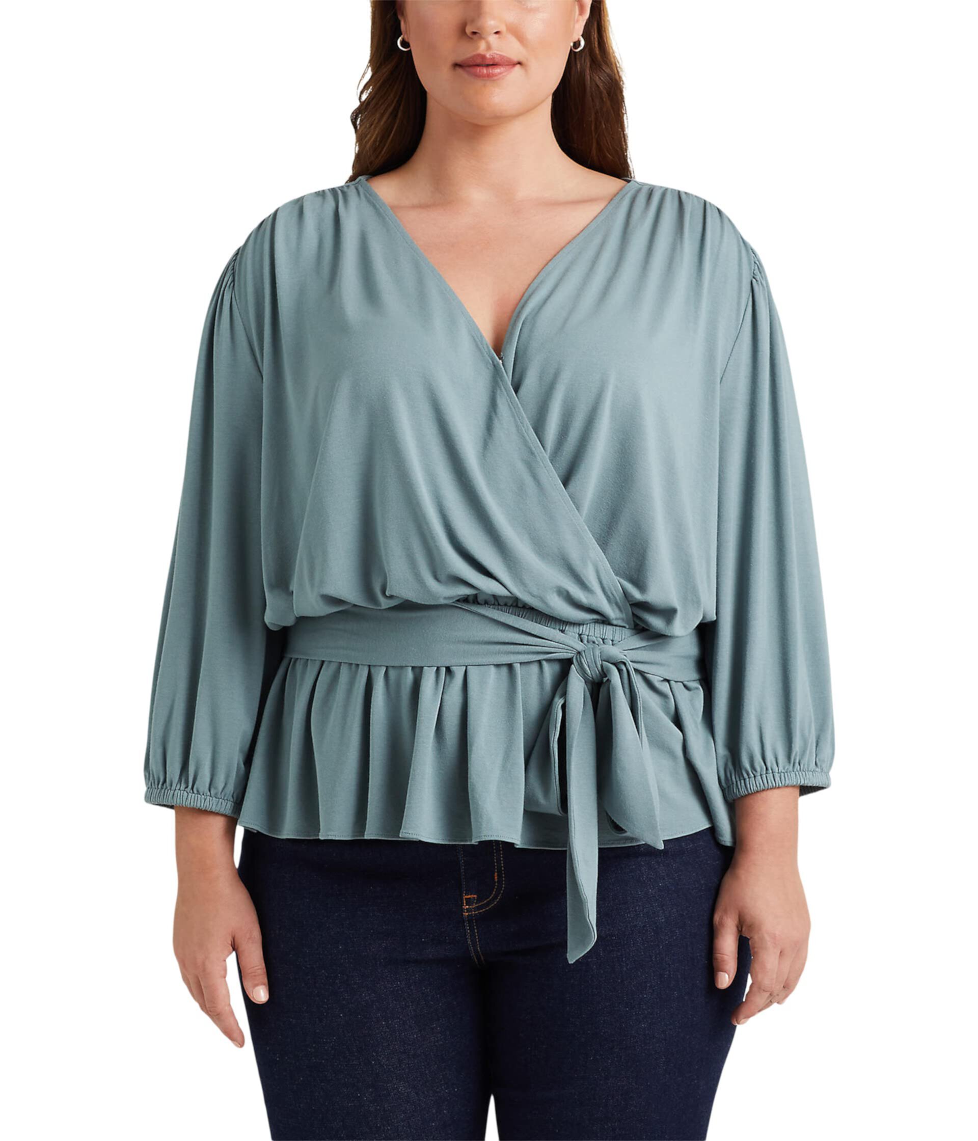 Plus Size Jersey Peplum Blouse LAUREN Ralph Lauren