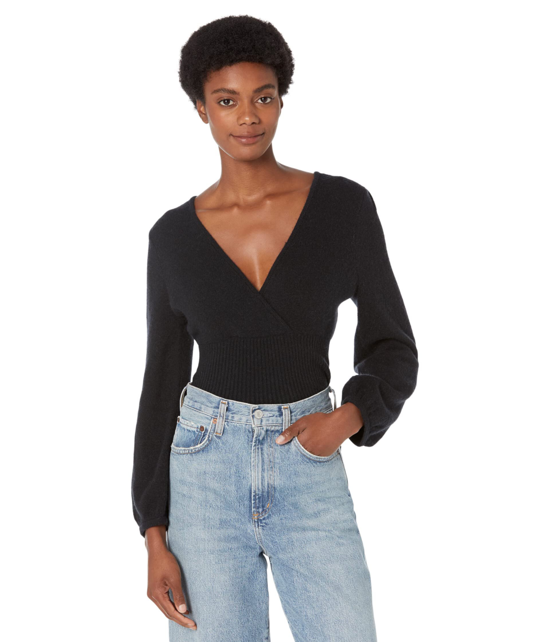 Wrap V-Neck Sweater in Coziest Yarn Madewell