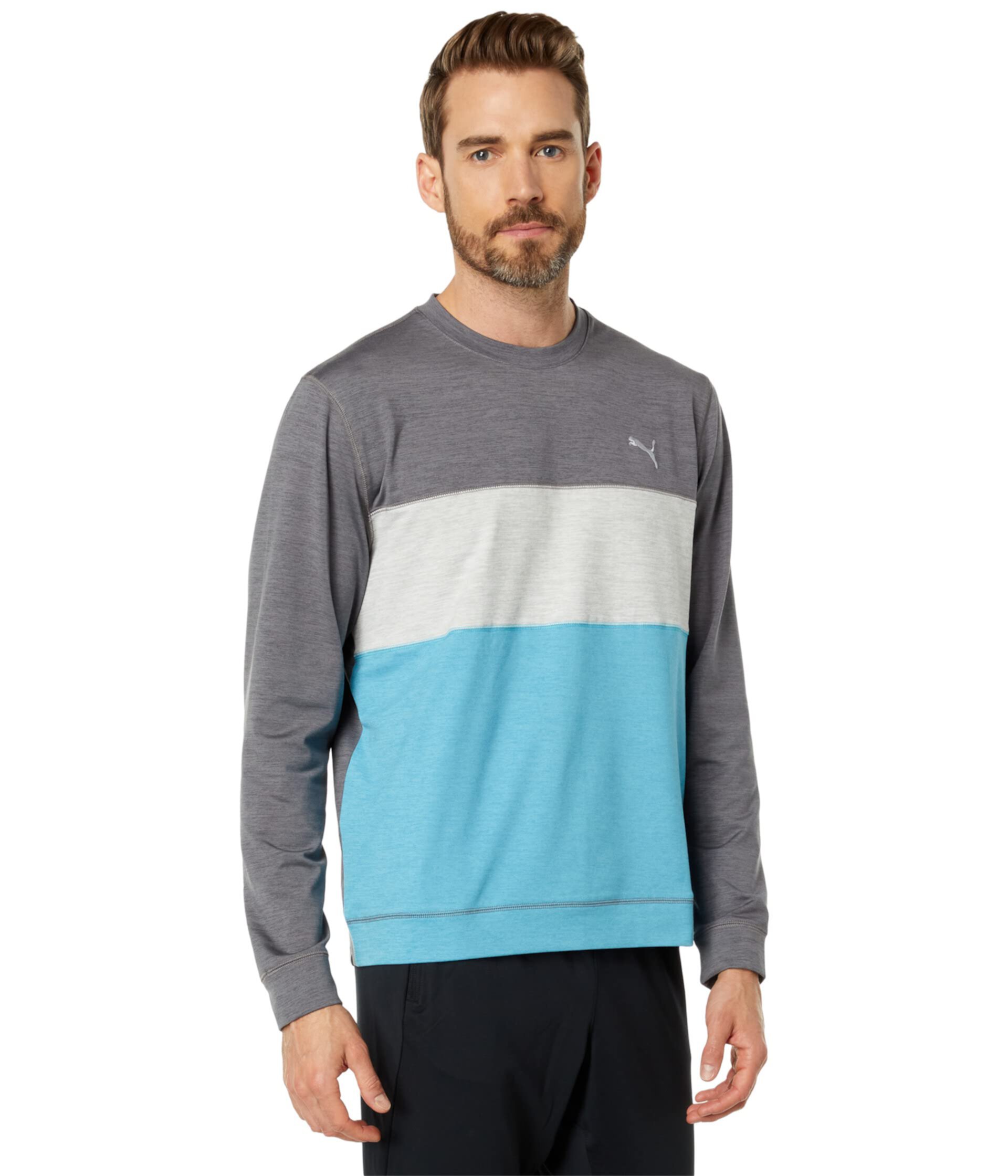 Пуловер PUMA Golf Cloudspun Color-Block с длинными рукавами, 87% полиэстер, стильный спортивный дизайн PUMA Golf