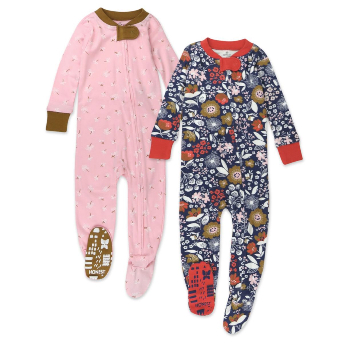 Baby Girl HONEST BABY CLOTHING Органическая пижама со стопами, 2 шт. HONEST BABY CLOTHING