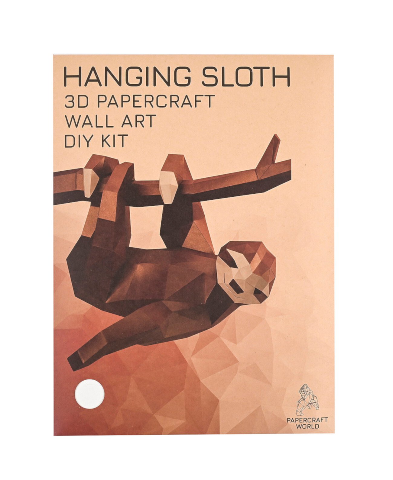 3D Papercraft Wall Art DIY Kit, Hanging Sloth Kit PaperCraft World