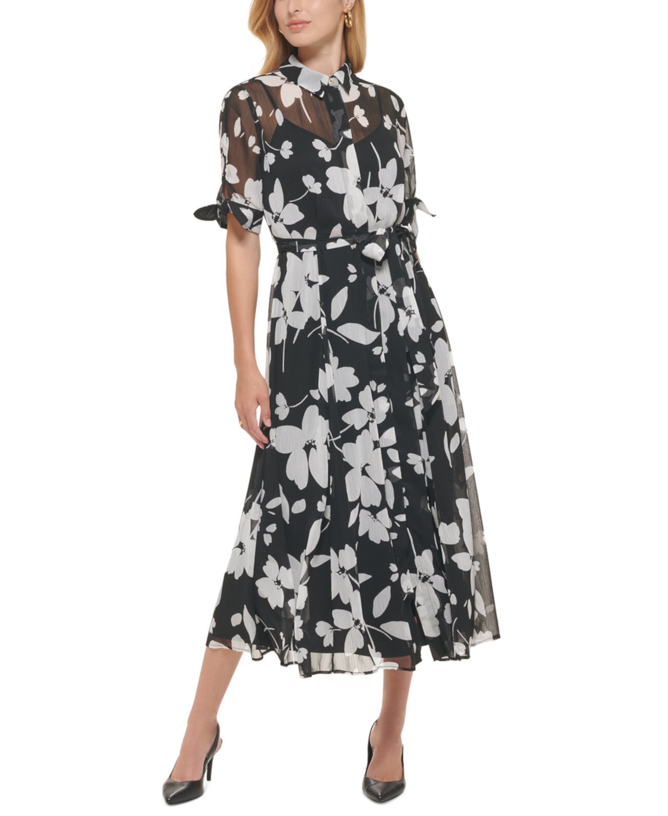 Платье-рубашка с цветочным принтом Calvin Klein