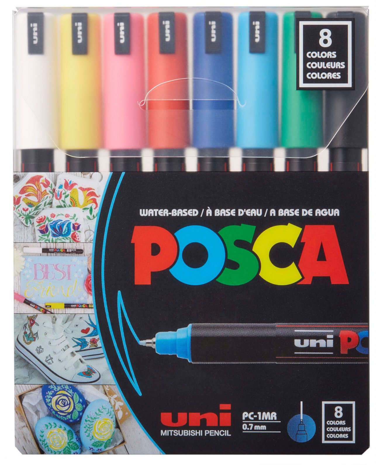 Набор ручек для рисования из 8 цветов, PC-1Mr, ультратонкий POSCA