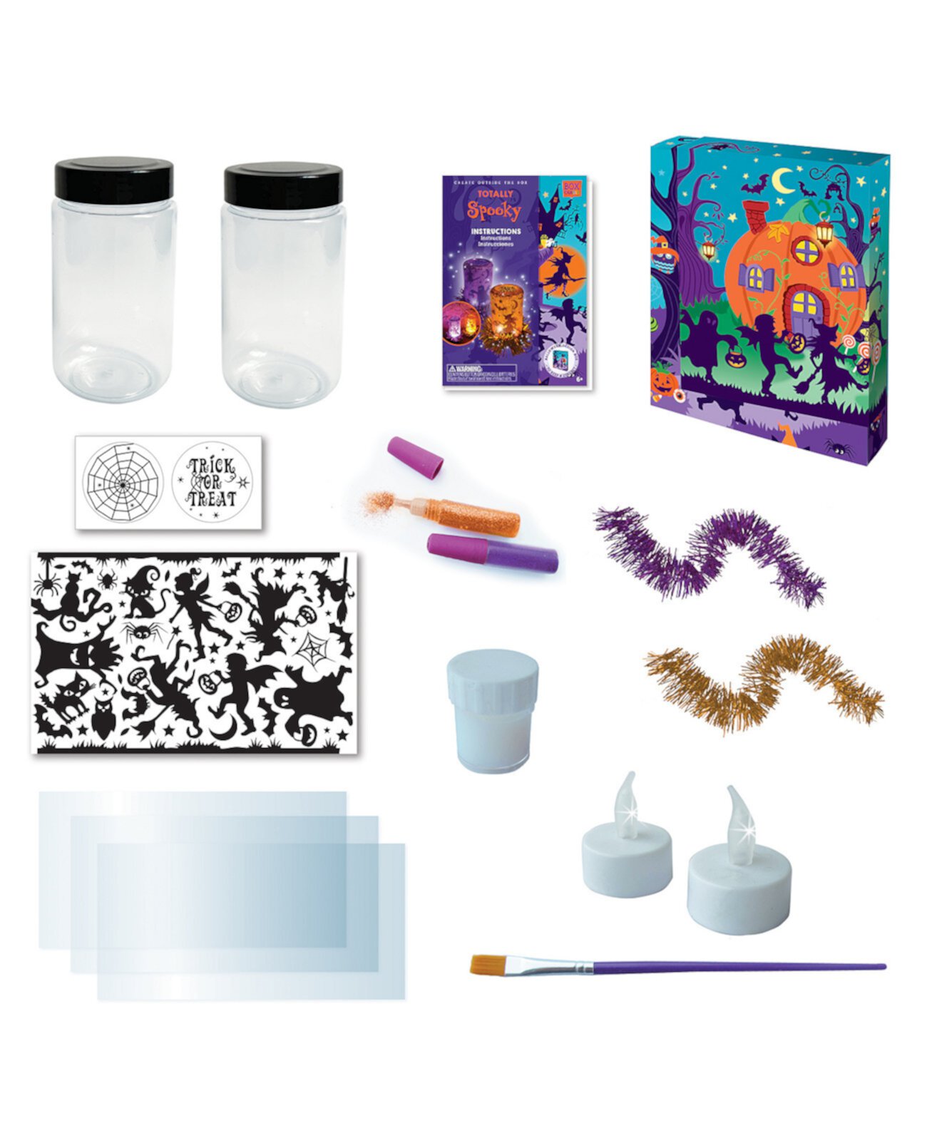 Totally Spooky Halloween Night Light Jars Set, 15 Pieces Box CanDIY