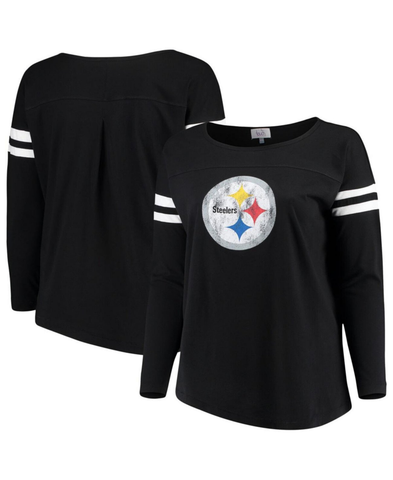 Женская черная футболка с длинным рукавом Pittsburgh Steelers большого размера Free Agent Touch