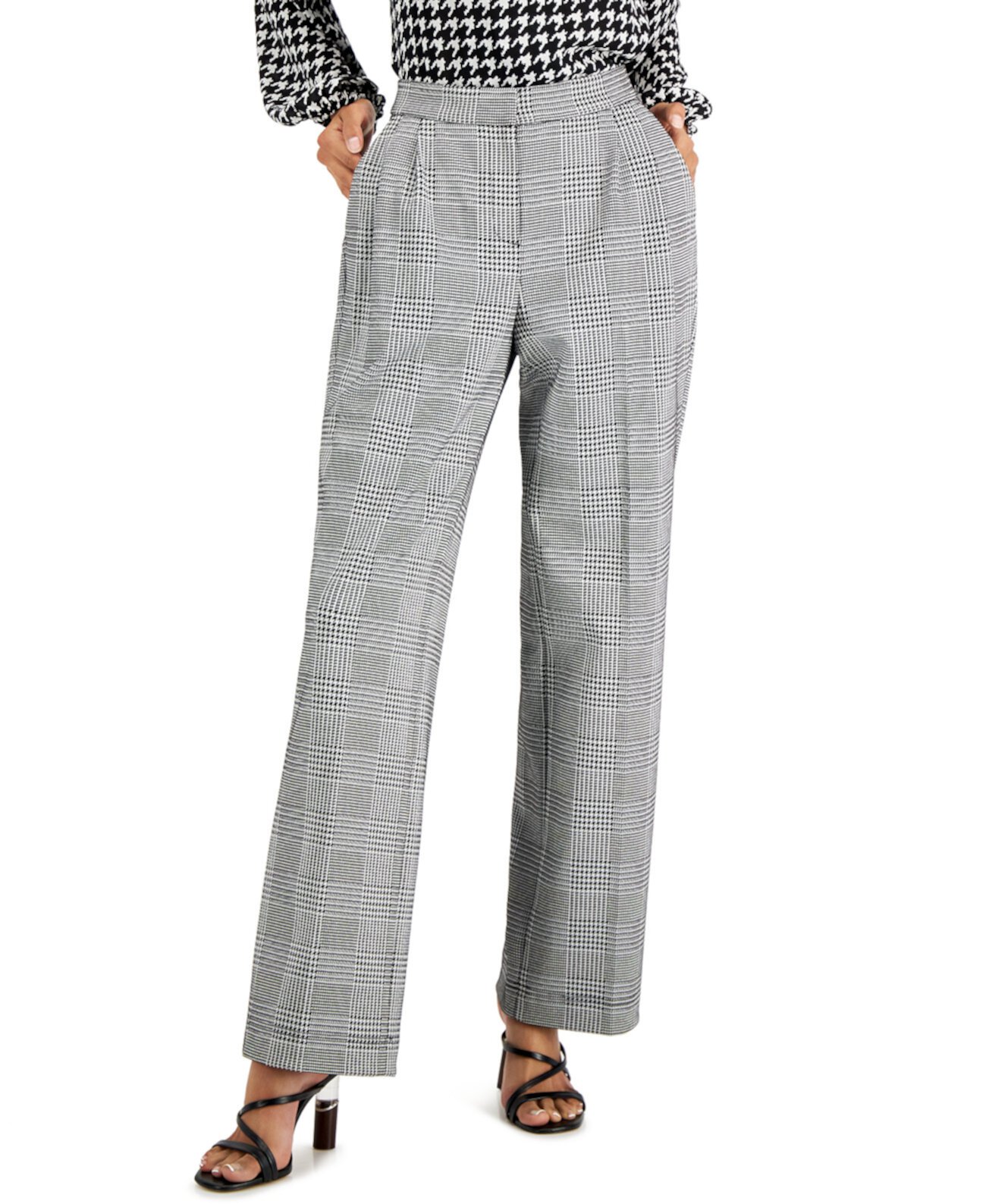 Женские широкие брюки в клетку со складками, созданные для Macy's Bar III