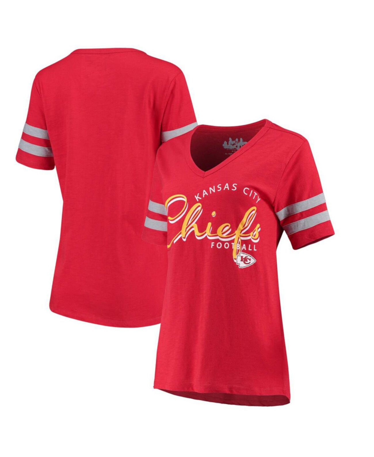 Красная женская футболка Kansas City Chiefs Triple Play с v-образным вырезом Touch