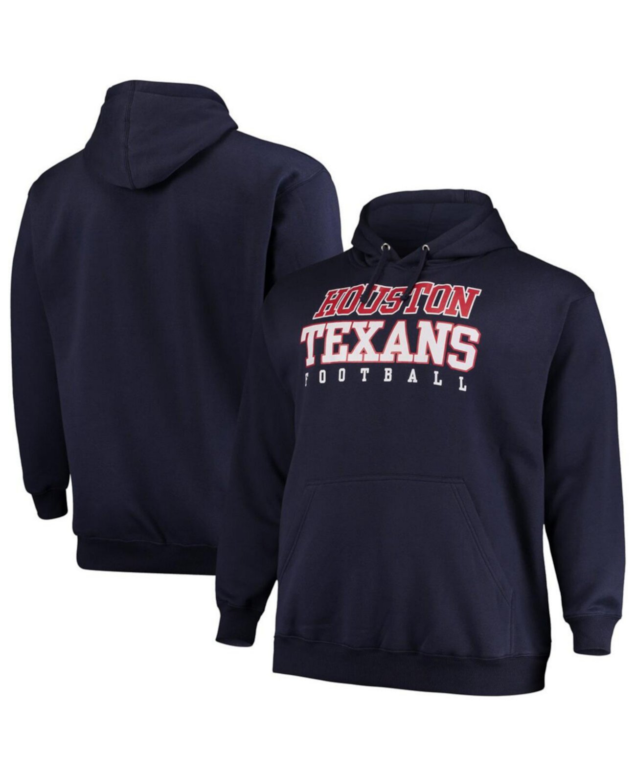 Мужская темно-синяя толстовка с капюшоном Houston Texans Big and Tall Stacked Pullover Majestic