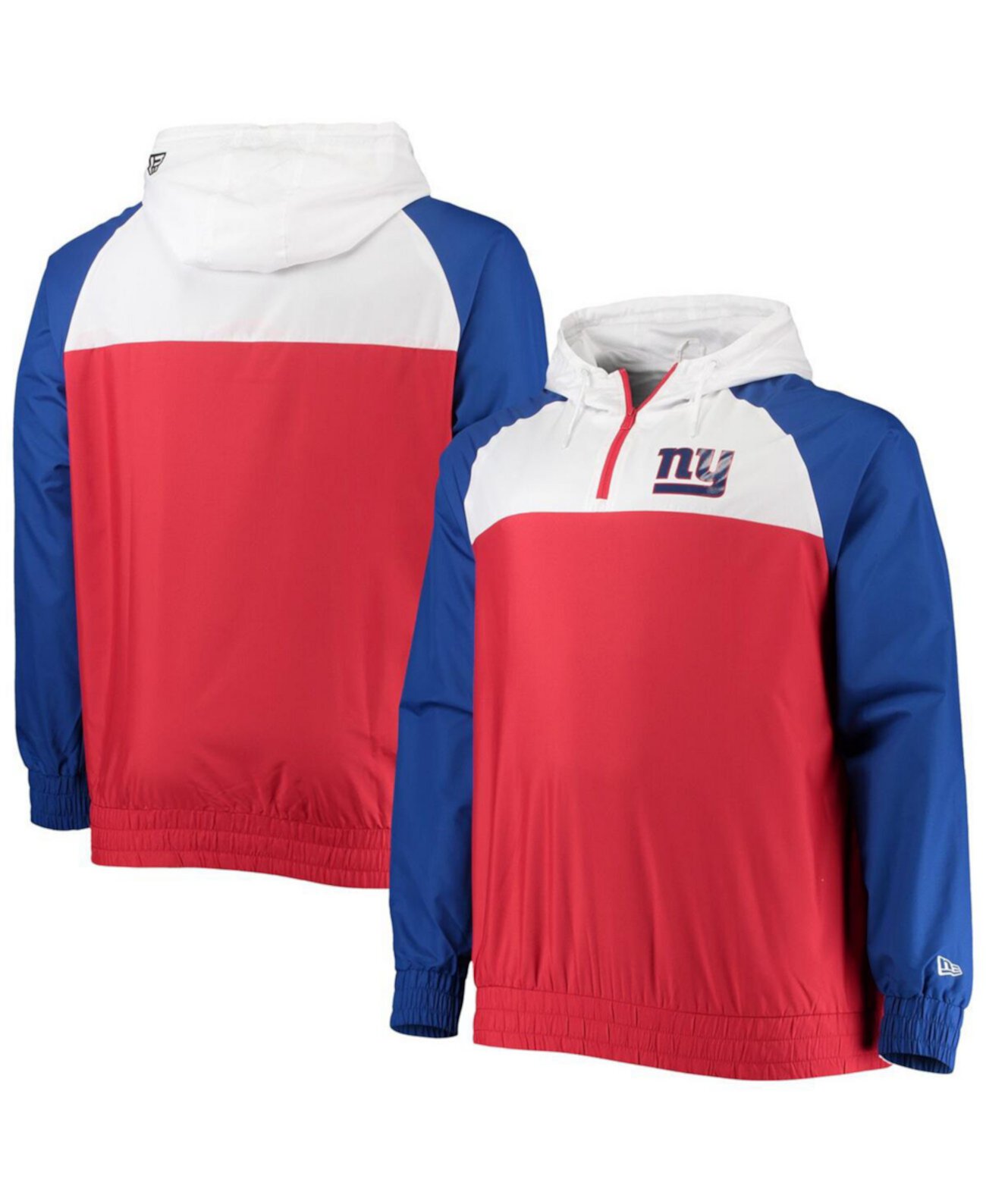 Мужская красная толстовка с капюшоном Royal New York Giants Big and Tall League Raglan с молнией на четверть New Era