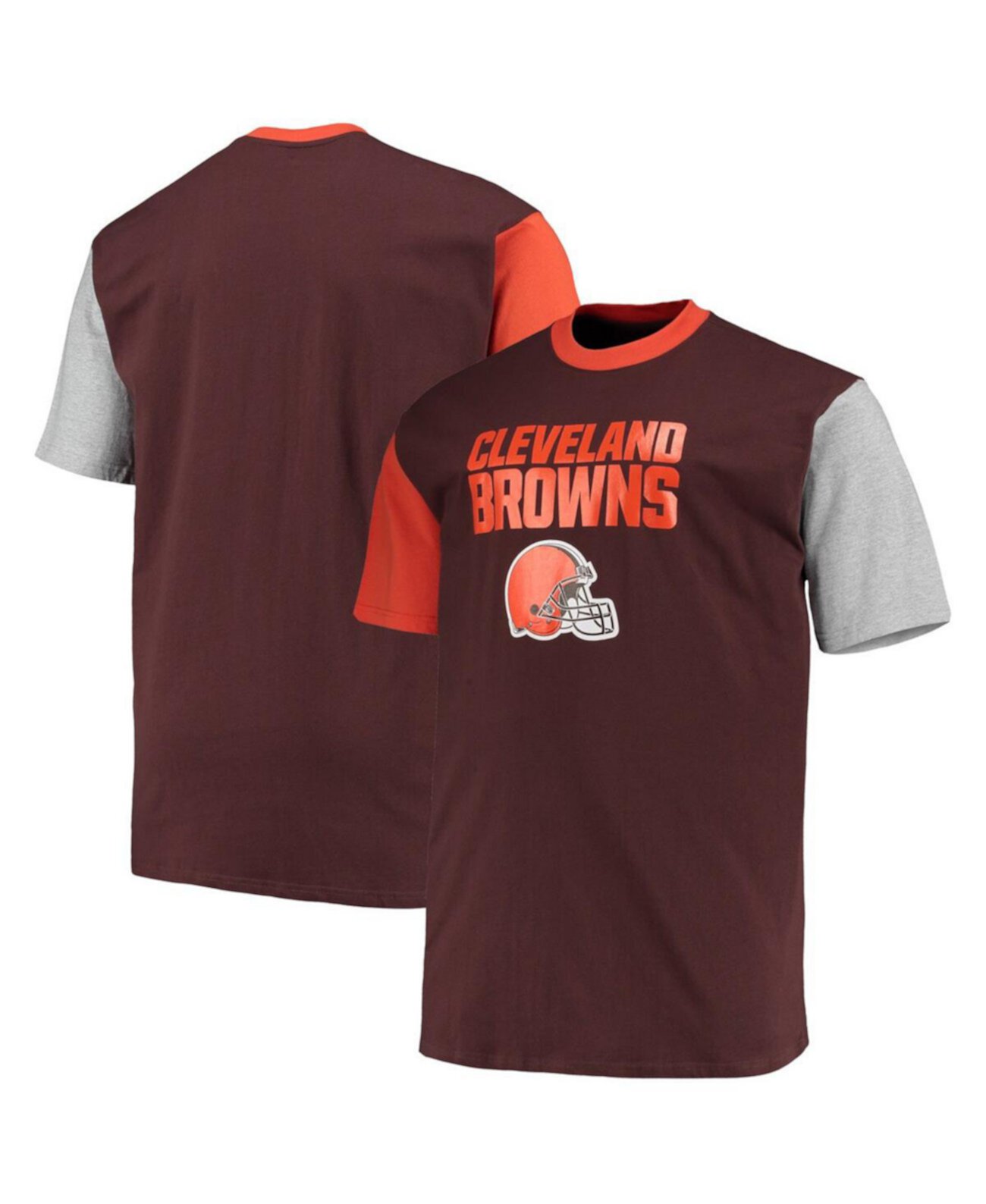 Мужская коричневая, оранжевая футболка Cleveland Browns Big and Tall с цветными блоками Profile