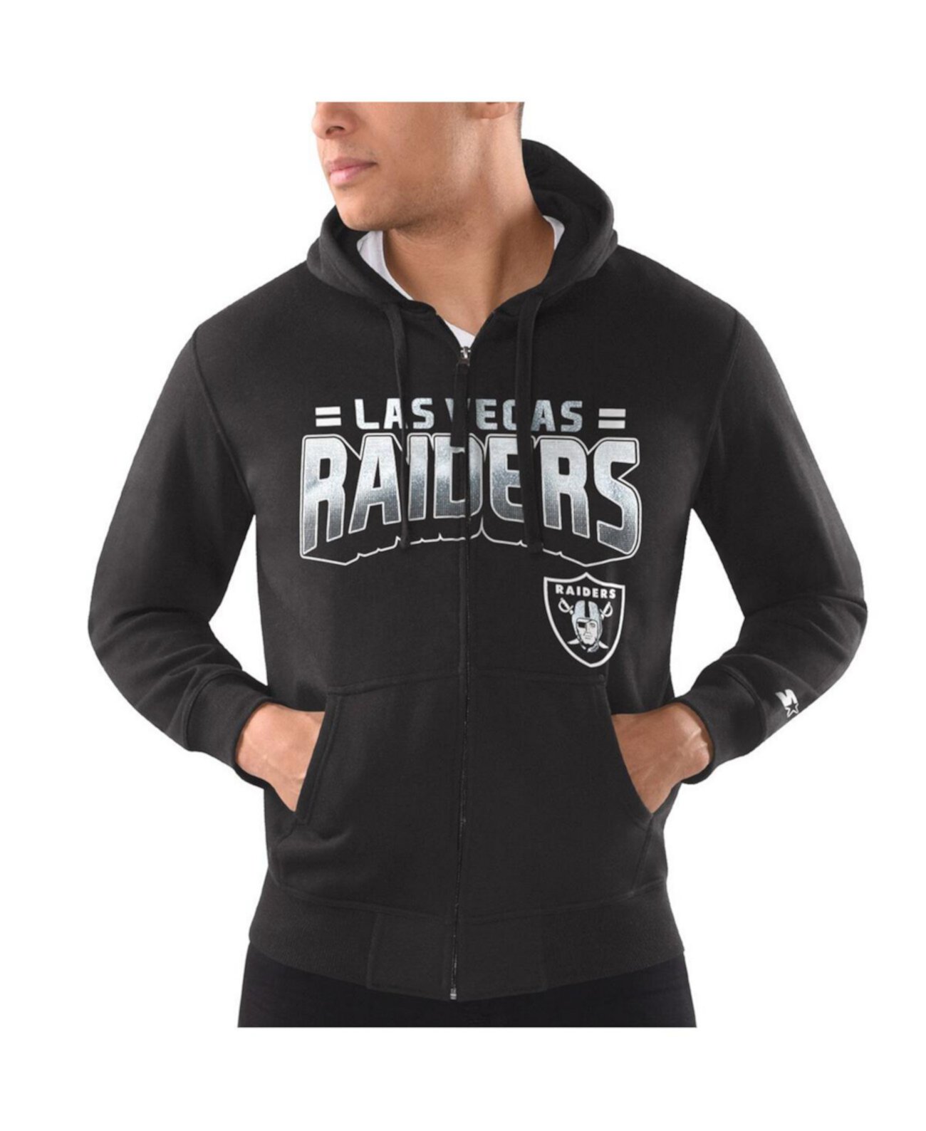 Чёрное худи с молнией Las Vegas Raiders Perfect Season с флисовой подкладкой G-III Sports