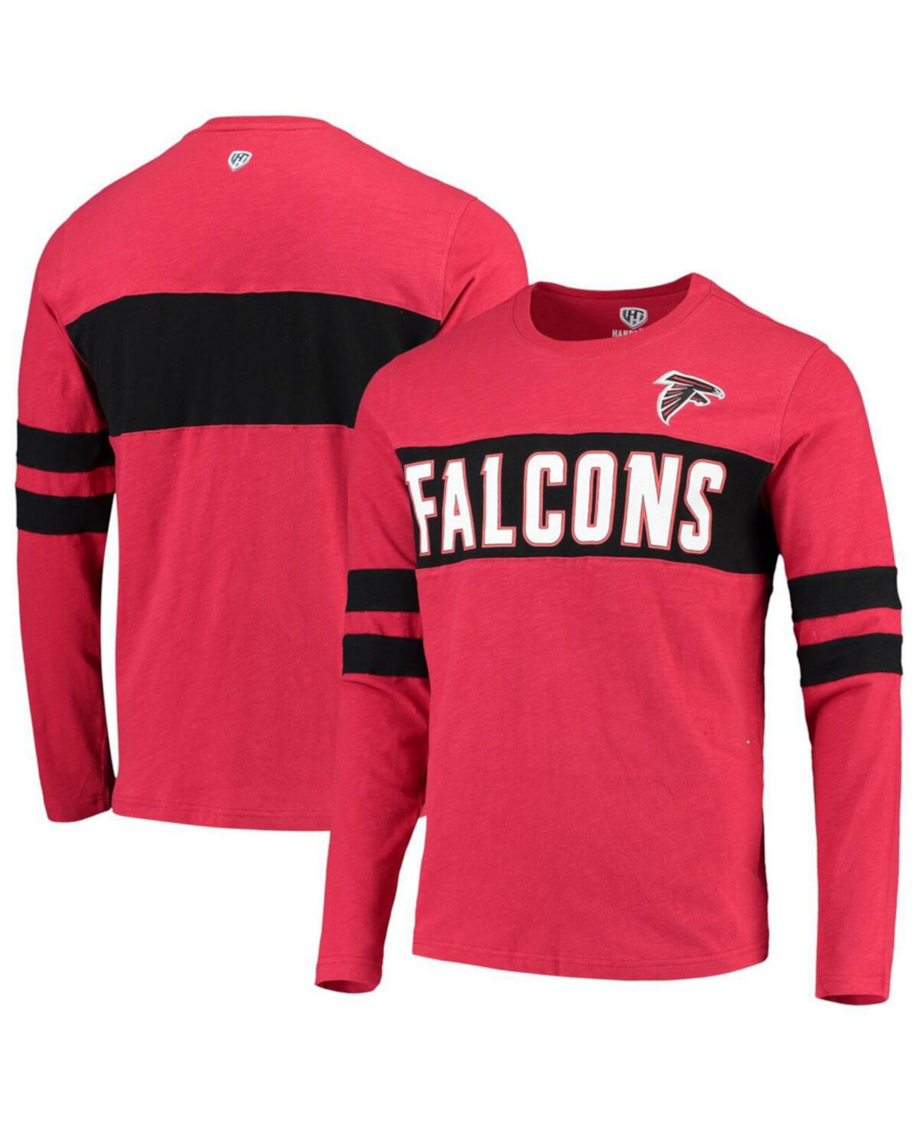 Men's Red Atlanta Falcons Game On Sueded Slub Long Sleeve T-shirt HANDS HIGH