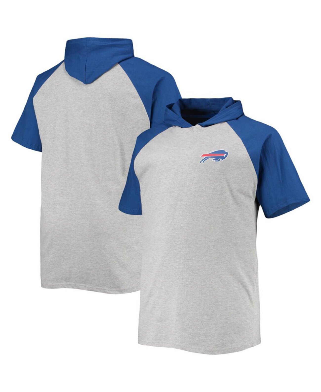 Мужская Толстовка Profile Buffalo Bills Big and Tall Raglan Короткий Рукав Серый и Синий Profile