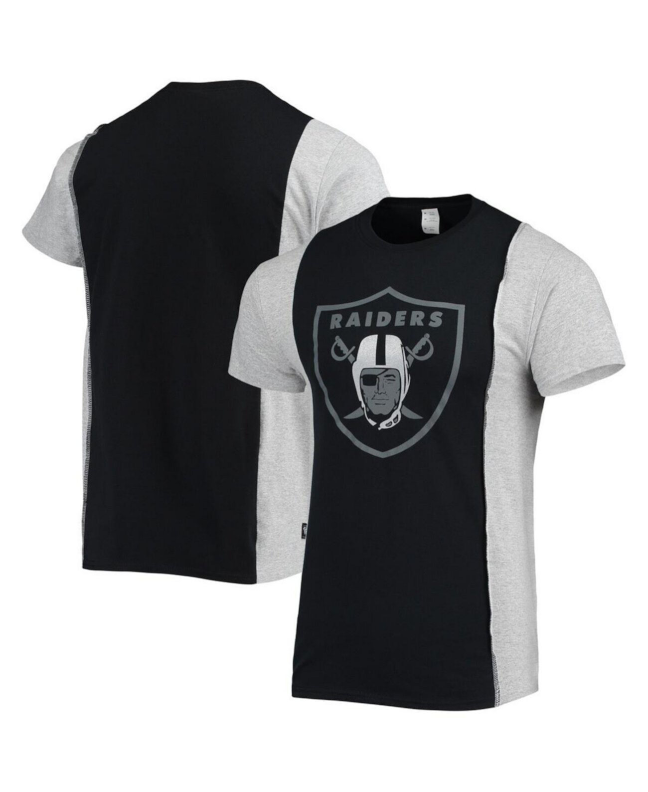 Мужская футболка с разрезом Las Vegas Raiders черного, серого меланжевого цвета Refried Apparel